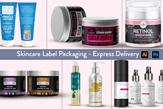 skincare packaging, cosmetic package, bottle label, product label design