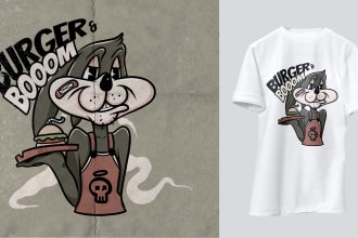 make cartoon logo, vintage, retro, and illustration clothing