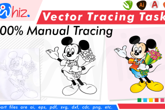 redraw image or logo to vector or sketching, I use only manual tracing tools