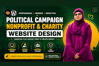create political campaign, election, nonprofit wordpress website or squarespace