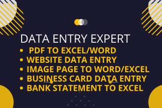 do data entry, convert image data to word and excel