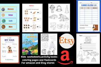 design kids worksheets activity books, flashcards and coloring pages