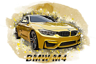 create a digital watercolor painting from your vehicle portrait