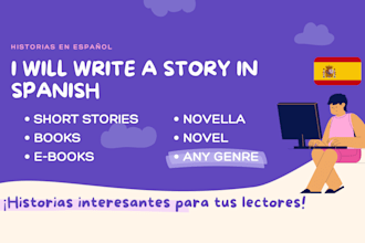 write or ghostwrite a short story, ebook, novel, novella in spanish
