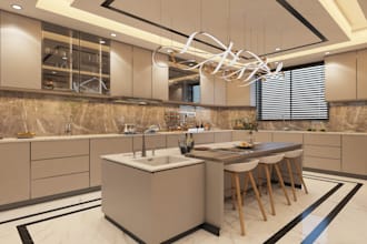 do 3d interior design,3d render for kitchen