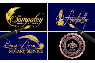 do professional notary public and loan signing agent signature logo design