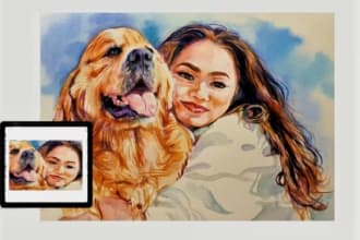 draw an amazing digital pet portrait from dog cat animal pet