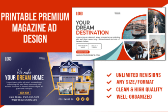 design magazine ad, display advertising, print ad, newspaper ad, or advert