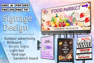 design a billboard, signage, and sandwich board