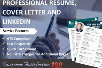 write ats resume, CV, cover letter and linkedin