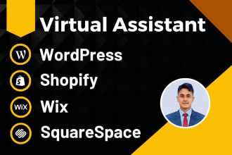 be your virtual assistant for wordpress shopify wix squarespace