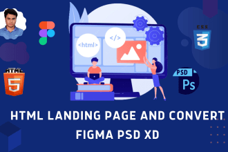 convert figma to html psd to html xd to html scratch  to html landing page
