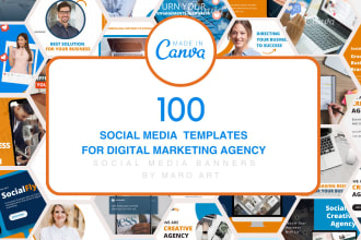 provide 100 tech, saas digital marketing social media templates on canva