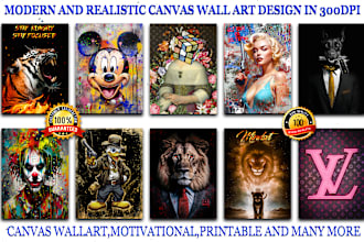 create modern, realistic canvas wall art and poster designs