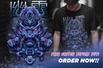 design dark oni illustration for your t shirt design