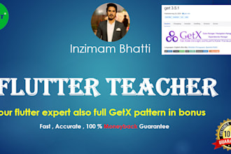 teach you flutter mobile app development and flutter getx