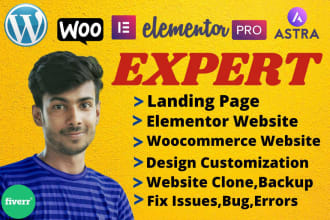 create elementor pro, woocommerce wordpress website within 24 hours
