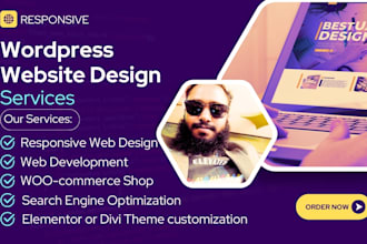 do full wordpress website design with elementor or divi