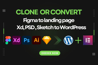 convert figma to landing page or xd, PSD to elementor by wordpress