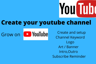 create your youtube channel with logo art, setup intro, outré