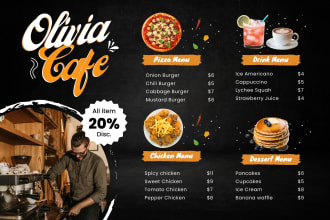 design professional restaurant menus, price lists, and flyers for business