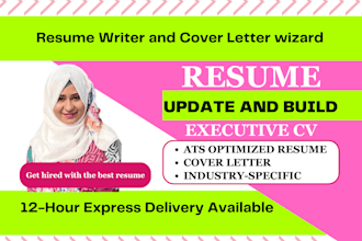 build best professional resume, make and update CV, write executive cover letter