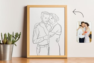 draw a minimalist couple line art portrait from your photo