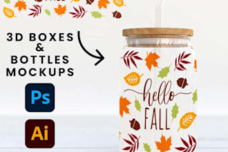wrap your label and make a realistic 3d mockup of  products