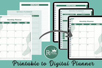 convert printable planner to digital planner for etsy