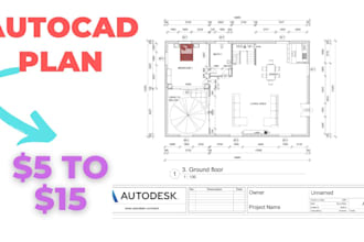 draw architectural drawing, floor plan, blueprint in autocad