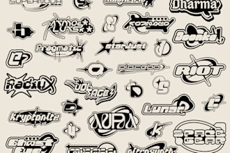 design a y2k or futuristic typography logo for you