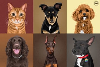 draw cartoon portrait illustration of your pet