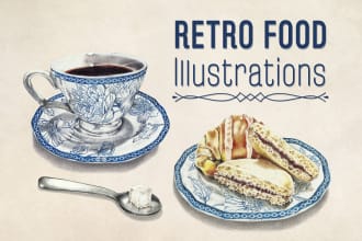 create vintage food illustrations