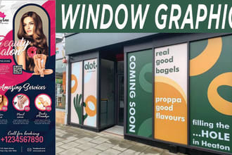 create  modern  shopfront or storefront window graphics ,signage design