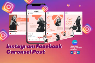 design catchy, engaging  instagram or facebook carousel post in 12 hours