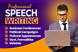 write wedding, funny, persuasive or motivational speech writing