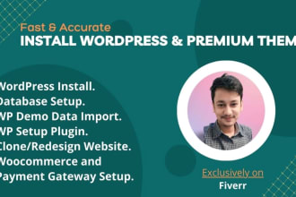 do install wordpress, setup theme, and do customization