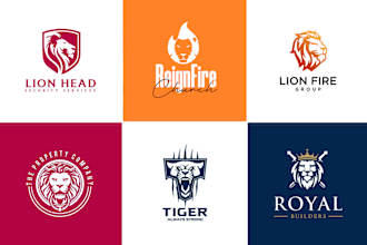 do 2 lion logo, and dog ,bird, cat, crow, eagle design