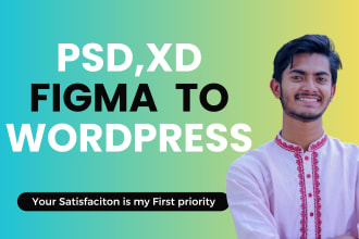 develop xd to wordpress psd,figma to wordpress website