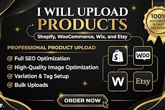 product upload listing on woocommerce wix shopify etsy store