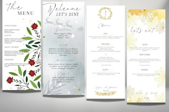 design wedding menu sign, drinks menu, dinner menu,his and hers drink sign,