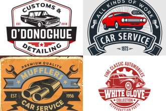 do stunning retro, vintage auto detailing and automotive logo design