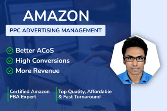 setup and optimize your amazon PPC campaigns, manage fba sponsored ads