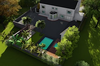 design 3d for backyard, garden, pool, patio landscape etc
