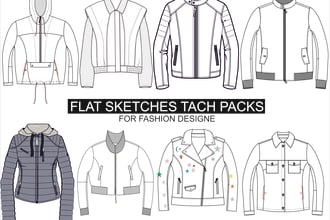draw fashion or apparel flat sketch and tech pack