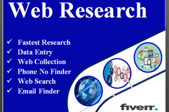 do fast data research, data entry and email finding