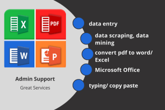 do admin support, data entry, typing, copy paste, ms office