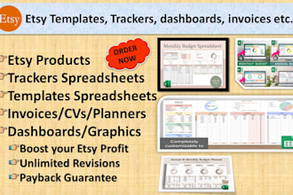make etsy templates trackers invoices planers in spreadsheet