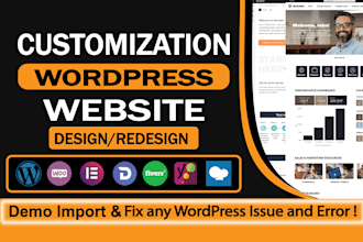 install wordpress, demo import and theme customization of wordpress website