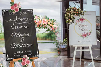 design welcome sign boards for weddings, party, and all events